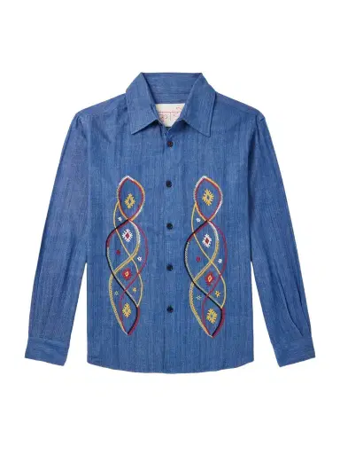 Kardo Luis Embroidered Cotton-Chambray Shirt - Men | Thumbnail 1 Kardo Luis Embroidered Cotton-Chambray Shirt - Men | Thumbnail 1