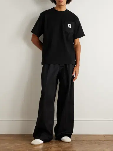 Sacai Carhartt WIP Logo-Appliquéd Canvas-Trimmed Cotton-Jersey T-Shirt - Men | Thumbnail 2
