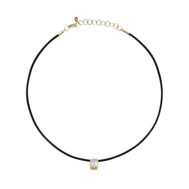 Emerald Cut Diamond Slider Necklace