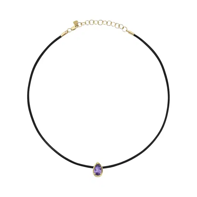 Stephanie Gottlieb Lavender Sapphire Pear Slider Necklace