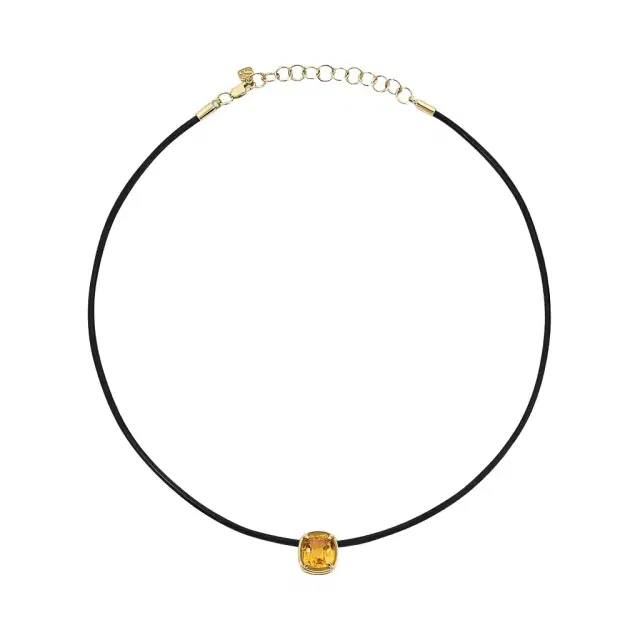 Orange Sapphire Cushion Cut Slider Necklace