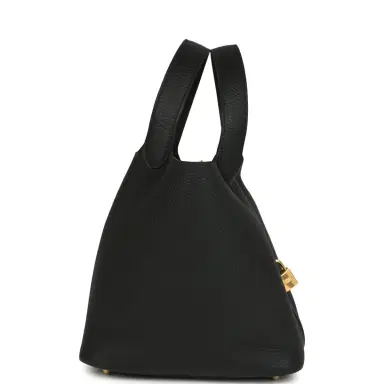 HERMÈS Hermes Picotin Lock 22 Black Clemence Gold Hardware | Thumbnail 4 HERMÈS Hermes Picotin Lock 22 Black Clemence Gold Hardware | Thumbnail 4