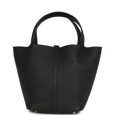 HERMÈS Hermes Picotin Lock 22 Black Clemence Gold Hardware | Thumbnail 5 HERMÈS Hermes Picotin Lock 22 Black Clemence Gold Hardware | Thumbnail 5