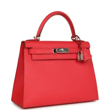 HERMÈS Pre-owned Hermes Kelly Sellier 28 Bougainvillea Epsom Palladium Hardware | Thumbnail 2