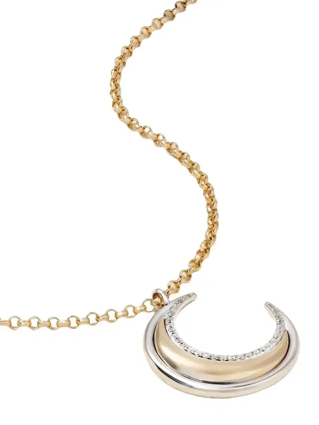 L’Atelier Nawbar Moon Bloop 18-karat Yellow And White Gold Diamond Pendant