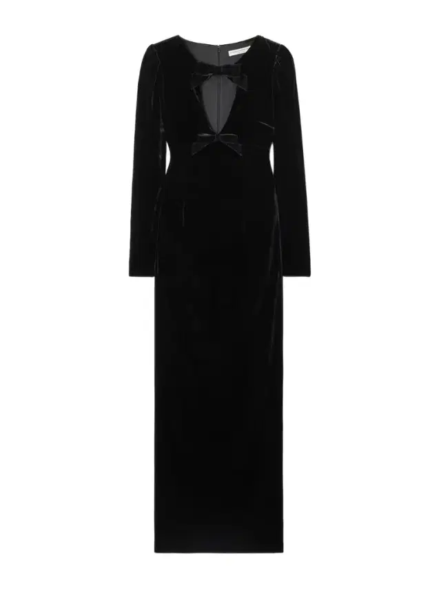 Cutout Bow-embellished Velvet Gown