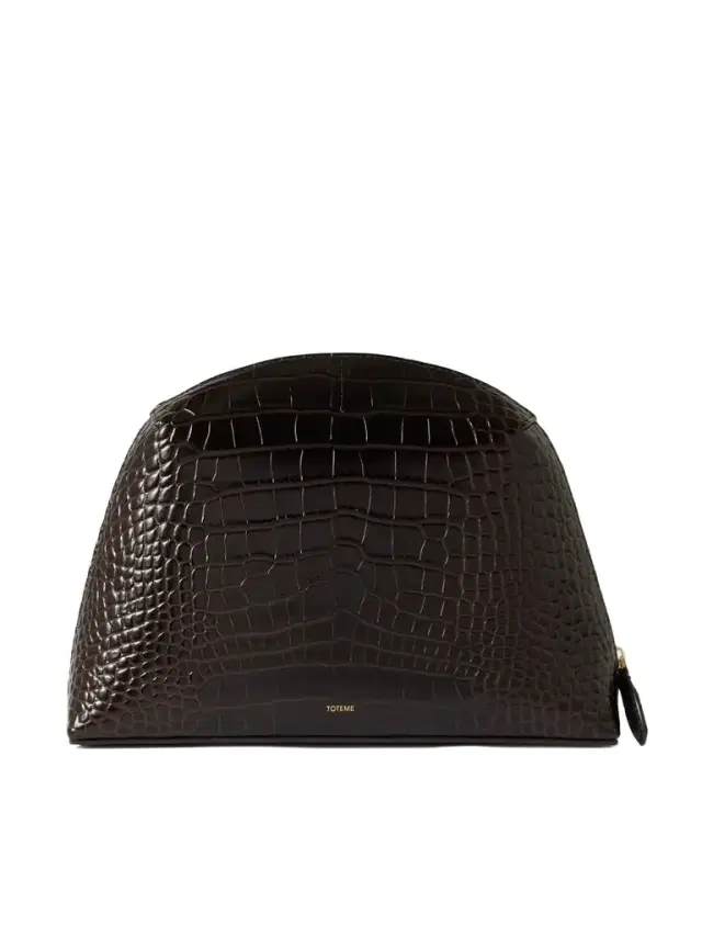Croc-effect Leather Clutch