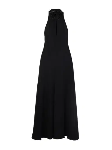Alaïa Cut-out Embellished Leather-trimmed Crepe Midi Dress | Thumbnail 1 Alaïa Cut-out Embellished Leather-trimmed Crepe Midi Dress | Thumbnail 1