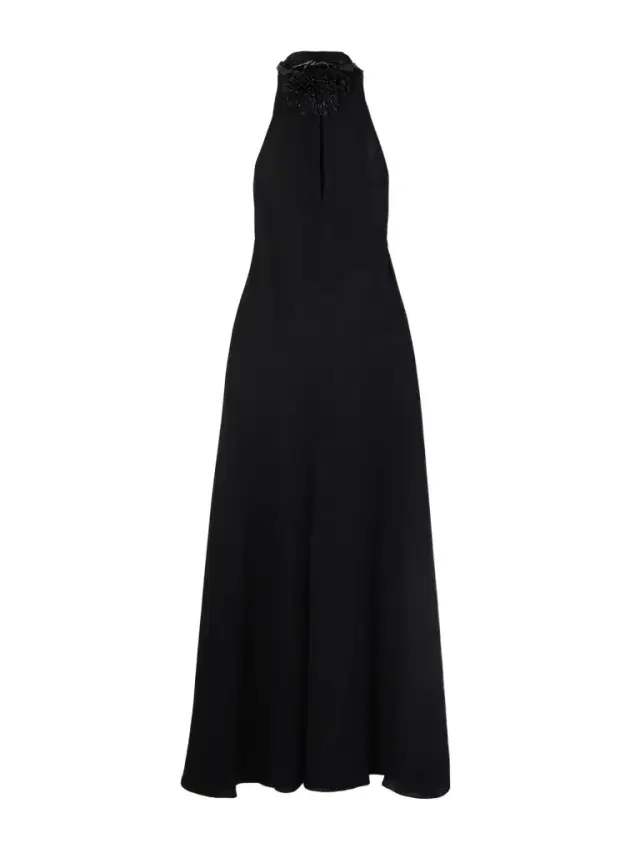 Cut-out Embellished Leather-trimmed Crepe Midi Dress