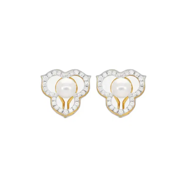 ASSAEL Assael Angela Cummings 18K Yellow Gold Diamond & Akoya Cultured Pearl Open Petal Earrings by The Solist
