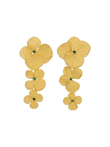 ALMA Triple Hydrangea and Rough Emerald Earrings | Thumbnail 1 ALMA Triple Hydrangea and Rough Emerald Earrings | Thumbnail 1