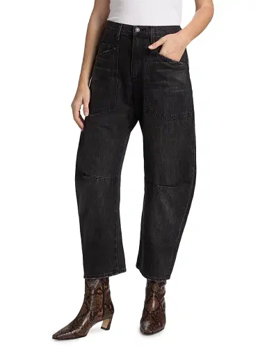 Nili Lotan Women's Shon Barrel-Leg Jeans - Stone Black Wash - Size 32 | Thumbnail 3