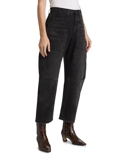 Nili Lotan Women's Shon Barrel-Leg Jeans - Stone Black Wash - Size 32 | Thumbnail 4