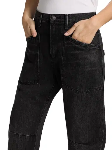 Nili Lotan Women's Shon Barrel-Leg Jeans - Stone Black Wash - Size 32 | Thumbnail 6