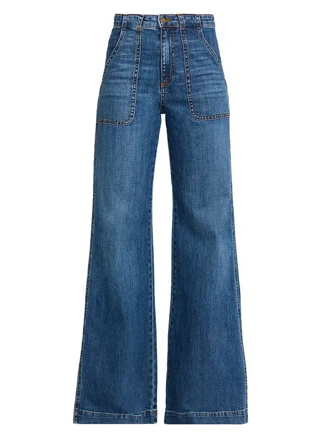 Ramy Brook Women's Theodora Whiskered Wide-Leg Jeans - Medium Wash