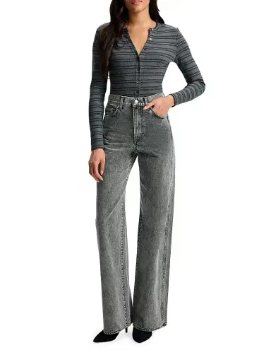 Veronica Beard Women's Taylor Acid Wash High-Rise Wide-Leg Jeans | Thumbnail 2