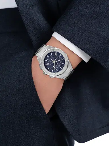 FERRAGAMO Men's Ferragamo Edge Chronograph Stainless Steel Bracelet Watch/42MM - Stainless Steel Blue Dial | Thumbnail 2
