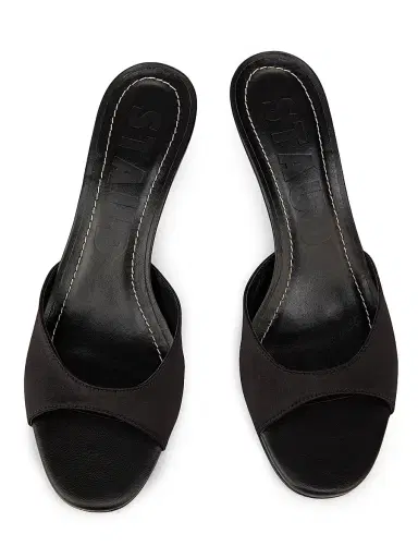 Staud Women's Bridgette Satin 55MM Mules - Black - Size 6 | Thumbnail 4 Staud Women's Bridgette Satin 55MM Mules - Black - Size 6 | Thumbnail 4