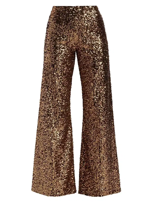 ALICE + OLIVIA Women's Athena Sequined Wide-Leg Pants - Gold Black
