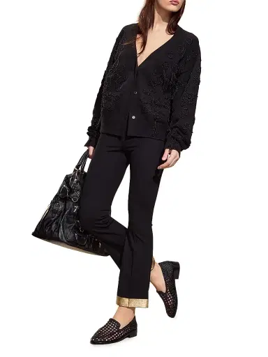 CYNTHIA ROWLEY Women's Paloma Embellished Boyfriend Cardigan - Black - Size Small | Thumbnail 2