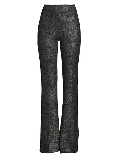 Avenue Montaigne Women's Metallic Stretch Flared Pants - Platinum | Thumbnail 1 Avenue Montaigne Women's Metallic Stretch Flared Pants - Platinum | Thumbnail 1