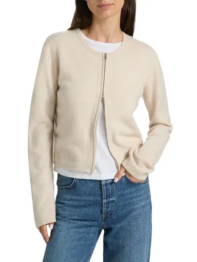 LESET Women's Jesse Wool Two-Way Zip Cardigan - Alabaster - Size XL | Thumbnail 3