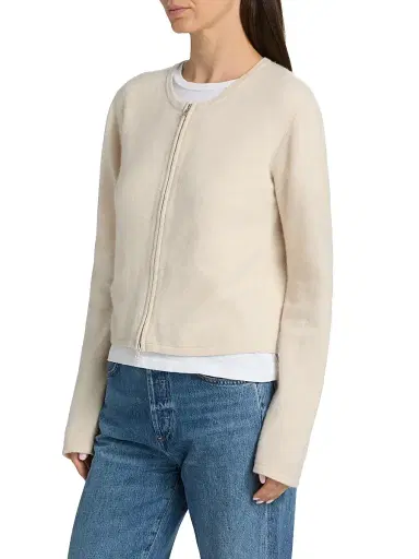 LESET Women's Jesse Wool Two-Way Zip Cardigan - Alabaster - Size XL | Thumbnail 4
