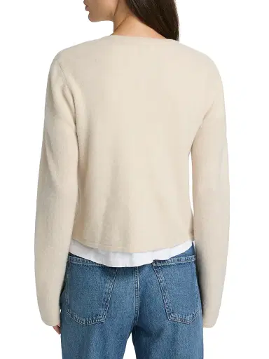 LESET Women's Jesse Wool Two-Way Zip Cardigan - Alabaster - Size XL | Thumbnail 5