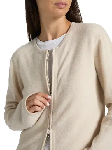 LESET Women's Jesse Wool Two-Way Zip Cardigan - Alabaster - Size XL | Thumbnail 6