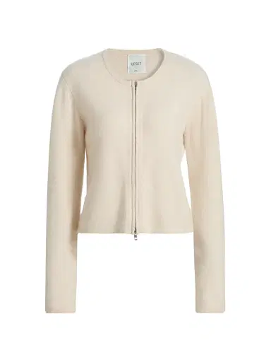LESET Women's Jesse Wool Two-Way Zip Cardigan - Alabaster - Size XL | Thumbnail 1