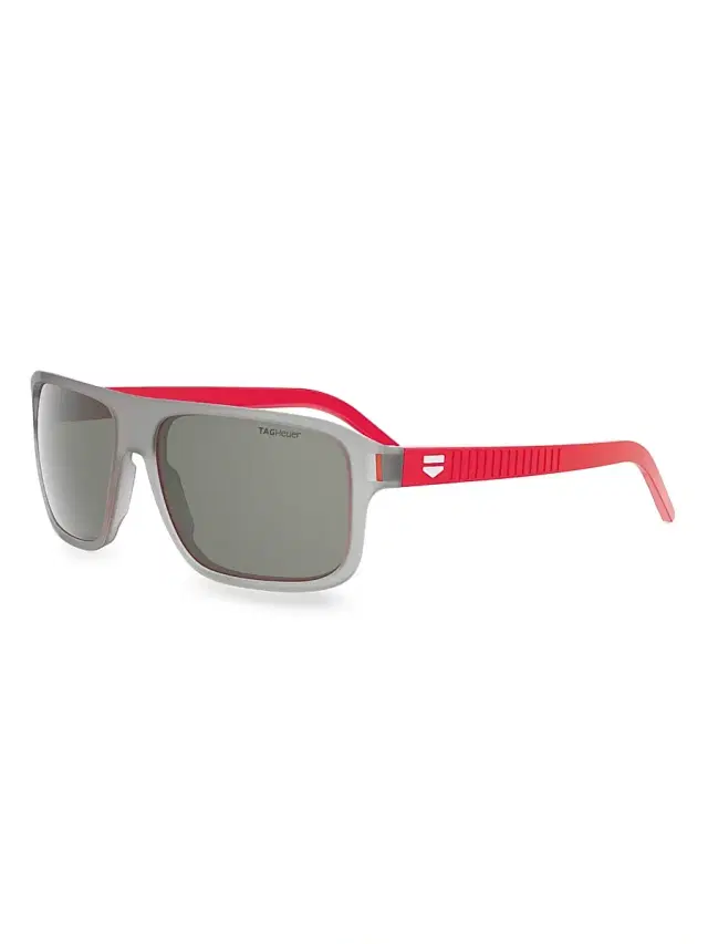 TAG Heuer Men's Drive 59MM Rectangular Sunglasses - Grey And Smoke