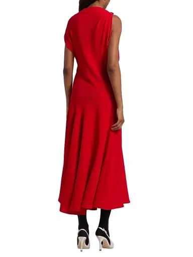 Proenza Schouler Women's Rue Double Crepe Midi-Dress - Red | Thumbnail 5