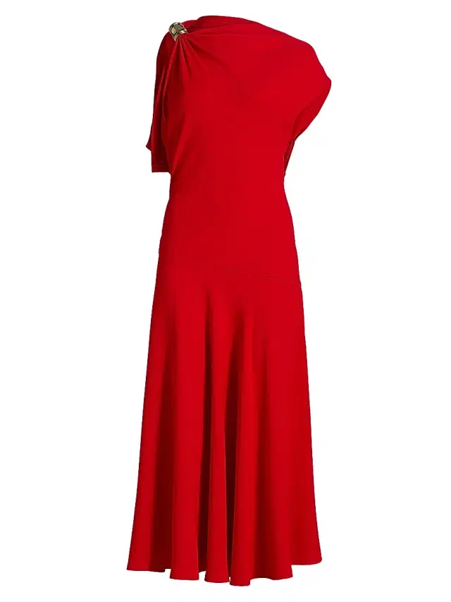Proenza Schouler Women's Rue Double Crepe Midi-Dress - Red