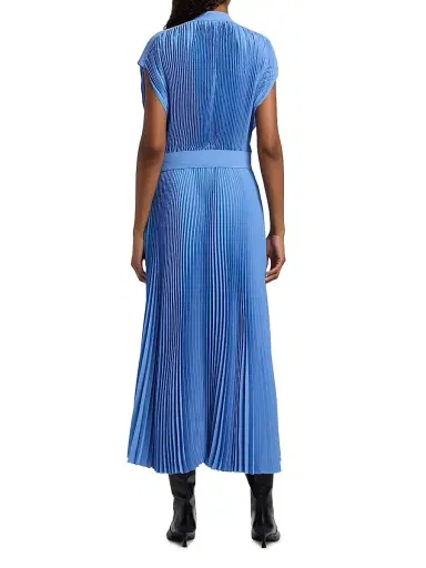 Proenza Schouler Women's Farah Pleated Crepe Tie-Waist Midi-Dress - Sky Blue | Thumbnail 5