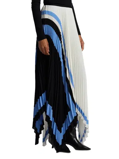 Proenza Schouler Women's Emilia Striped Pleated Asymmetrical Midi-Skirt - White Multi | Thumbnail 4