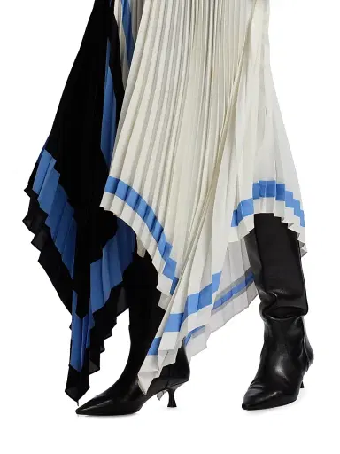 Proenza Schouler Women's Emilia Striped Pleated Asymmetrical Midi-Skirt - White Multi | Thumbnail 6