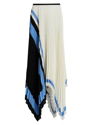 Proenza Schouler Women's Emilia Striped Pleated Asymmetrical Midi-Skirt - White Multi | Thumbnail 1