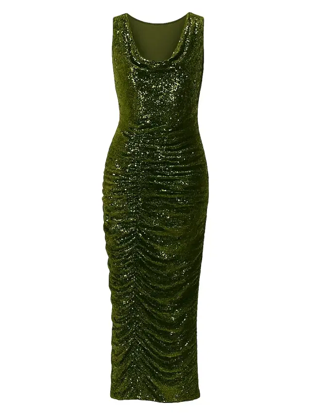 PatBO Women's Bossa Sequined Sheath Midi-Dress - Green