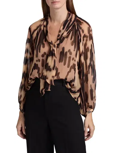 Ba&sh Women's Alof Abstract-Print Tieneck Blouse | Thumbnail 3