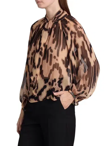 Ba&sh Women's Alof Abstract-Print Tieneck Blouse | Thumbnail 4
