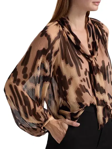 Ba&sh Women's Alof Abstract-Print Tieneck Blouse | Thumbnail 6