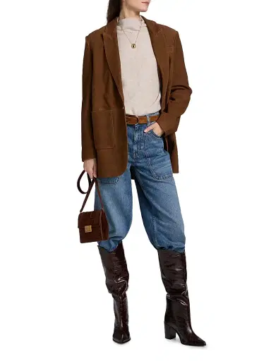 Ba&sh Women's Mosty Leather Blazer - Terre - Size Medium | Thumbnail 2 Ba&sh Women's Mosty Leather Blazer - Terre - Size Medium | Thumbnail 2