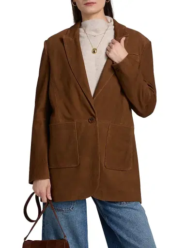 Ba&sh Women's Mosty Leather Blazer - Terre - Size Medium | Thumbnail 3 Ba&sh Women's Mosty Leather Blazer - Terre - Size Medium | Thumbnail 3