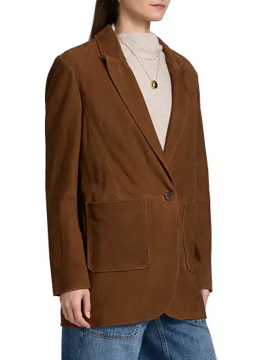 Ba&sh Women's Mosty Leather Blazer - Terre - Size Medium | Thumbnail 4 Ba&sh Women's Mosty Leather Blazer - Terre - Size Medium | Thumbnail 4