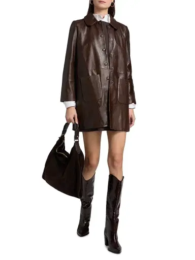 Ba&sh Women's Madie Leather Coat - Marron - Size Large | Thumbnail 2 Ba&sh Women's Madie Leather Coat - Marron - Size Large | Thumbnail 2