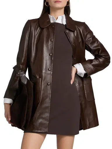 Ba&sh Women's Madie Leather Coat - Marron - Size Large | Thumbnail 3 Ba&sh Women's Madie Leather Coat - Marron - Size Large | Thumbnail 3
