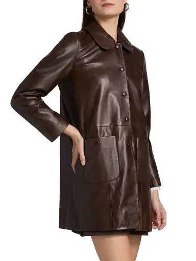 Ba&sh Women's Madie Leather Coat - Marron - Size Large | Thumbnail 4 Ba&sh Women's Madie Leather Coat - Marron - Size Large | Thumbnail 4