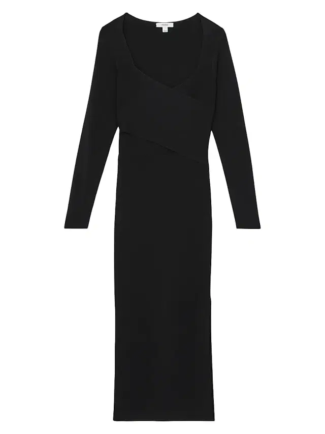 Reiss Women's Sophia Knitted Wrap Maxi Dress - Black