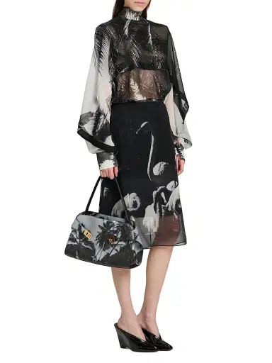 FERRAGAMO Women's Gancini Palm-Printed Leather Shoulder Bag - Optic White | Thumbnail 2 FERRAGAMO Women's Gancini Palm-Printed Leather Shoulder Bag - Optic White | Thumbnail 2