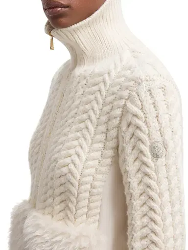 Moncler Women's Cardigan in Wool Blend - White | Thumbnail 4 Moncler Women's Cardigan in Wool Blend - White | Thumbnail 4